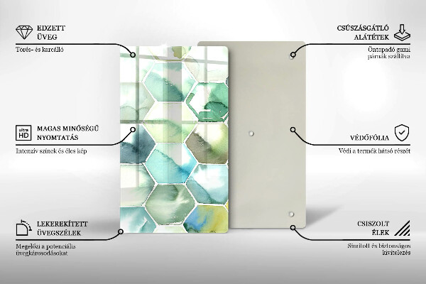 Tűzhely fedőlap Akvarell hatszögek