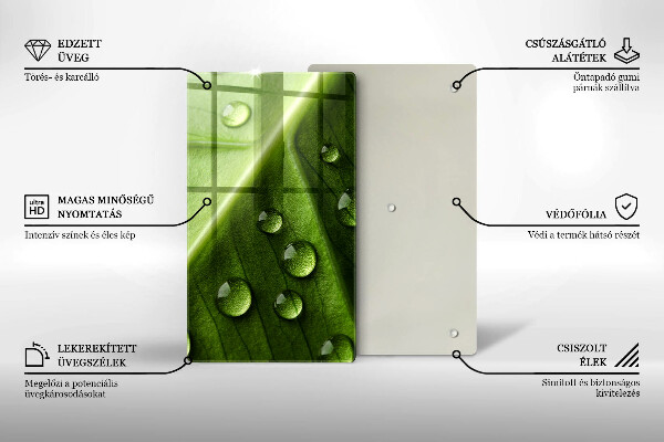 Tűzhely fedőlap Természet harmat és levél