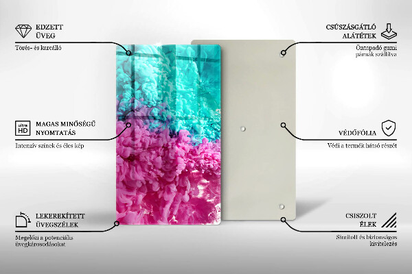 Tűzhely fedőlap Türkiz-rózsaszín füst