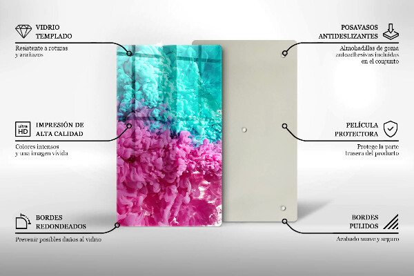 Tűzhely fedőlap Türkiz-rózsaszín füst