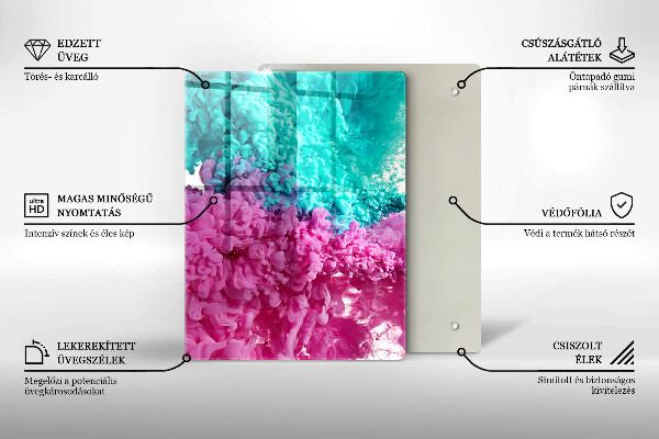 Tűzhely fedőlap Türkiz-rózsaszín füst