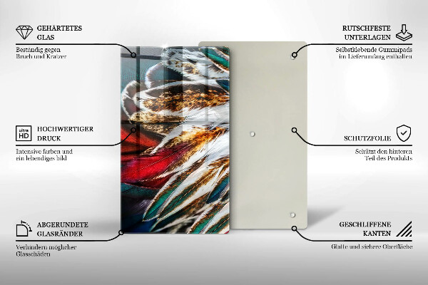 Tűzhely fedőlap Boho madártollak