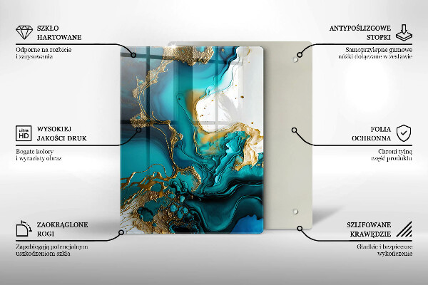 Tűzhely fedőlap Türkiz absztrakció