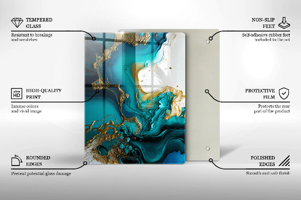 Tűzhely fedőlap Türkiz absztrakció