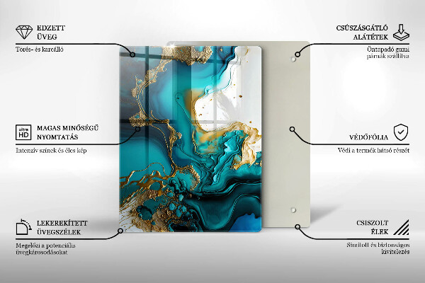 Tűzhely fedőlap Türkiz absztrakció