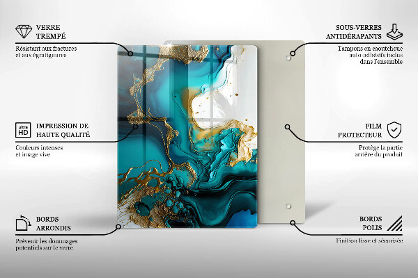 Tűzhely fedőlap Türkiz absztrakció