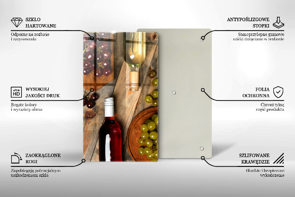 Tűzhely fedőlap Borosüvegek és szőlő