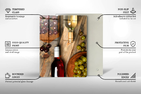 Tűzhely fedőlap Borosüvegek és szőlő