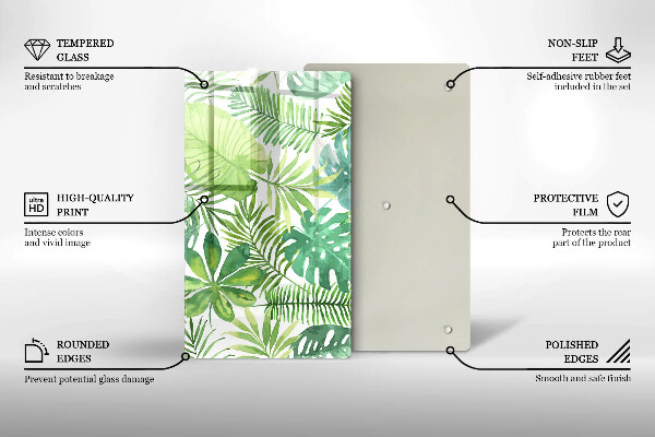 Tűzhely fedőlap Akvarell boho levelek