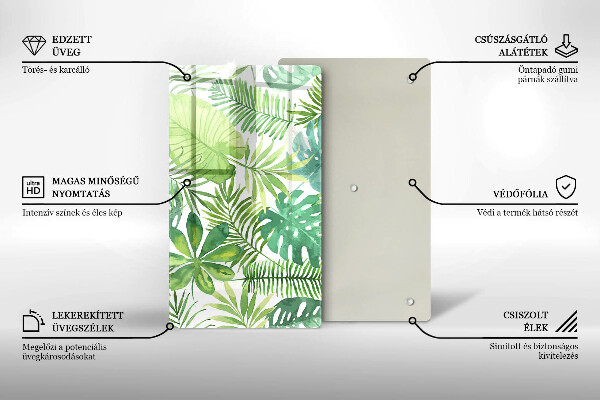 Tűzhely fedőlap Akvarell boho levelek