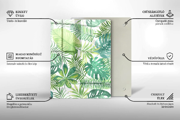 Tűzhely fedőlap Akvarell boho levelek