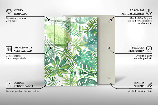 Tűzhely fedőlap Akvarell boho levelek