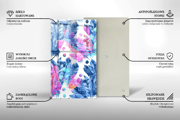 Tűzhely fedőlap Tollak boho illusztráció