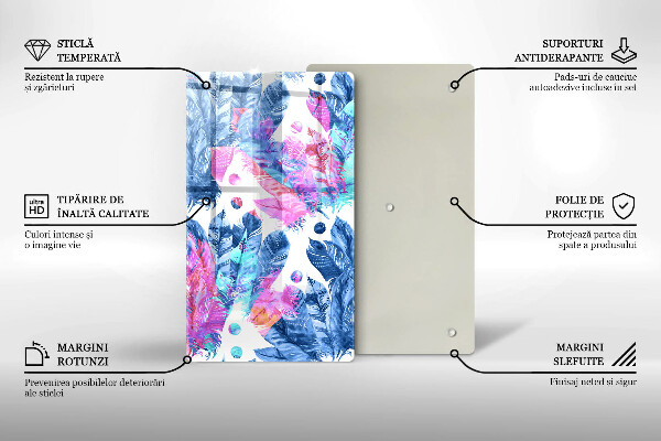 Tűzhely fedőlap Tollak boho illusztráció