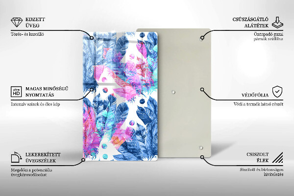 Tűzhely fedőlap Tollak boho illusztráció