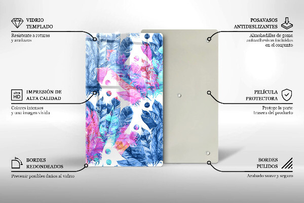 Tűzhely fedőlap Tollak boho illusztráció