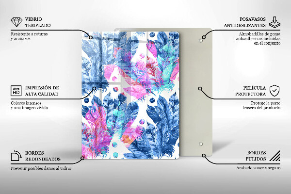 Tűzhely fedőlap Tollak boho illusztráció