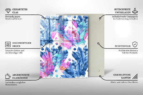 Tűzhely fedőlap Tollak boho illusztráció