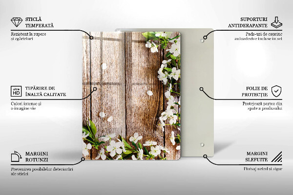 Tűzhely fedőlap Fehér virágok a táblákon