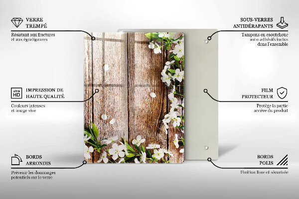 Tűzhely fedőlap Fehér virágok a táblákon