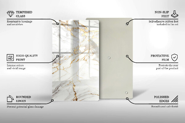 Tűzhely fedőlap Világos márvány arannyal