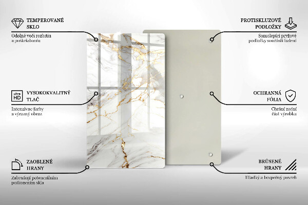 Tűzhely fedőlap Világos márvány arannyal