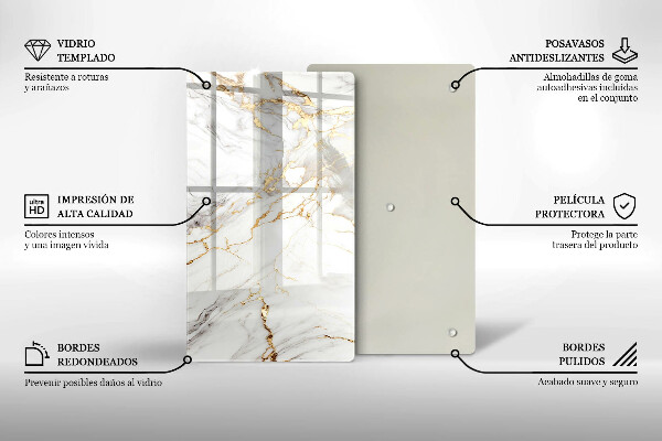 Tűzhely fedőlap Világos márvány arannyal