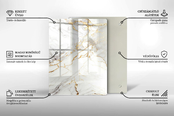 Tűzhely fedőlap Világos márvány arannyal