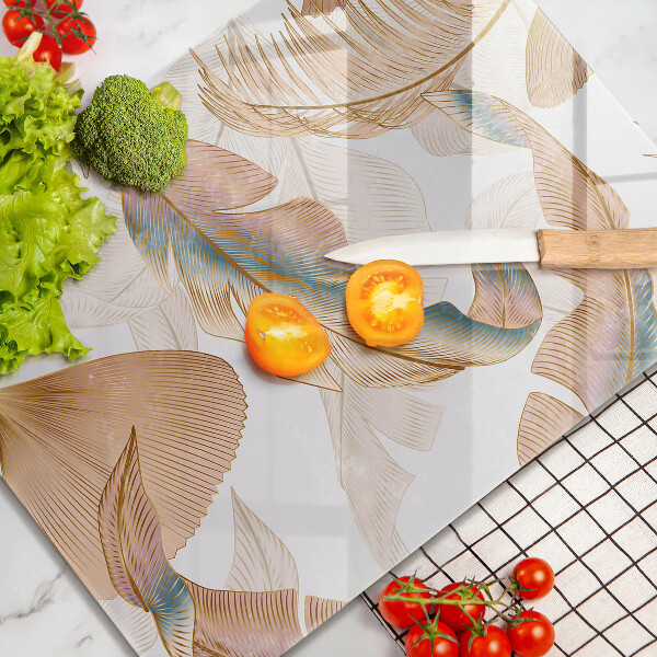 Tűzhely fedőlap Boho tollak és levelek