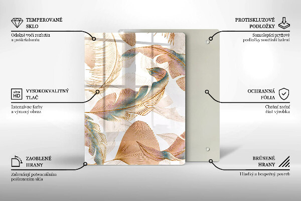 Tűzhely fedőlap Boho tollak és levelek