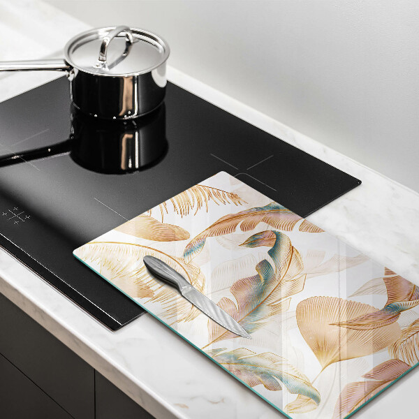 Tűzhely fedőlap Boho tollak és levelek