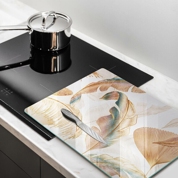 Tűzhely fedőlap Boho tollak és levelek