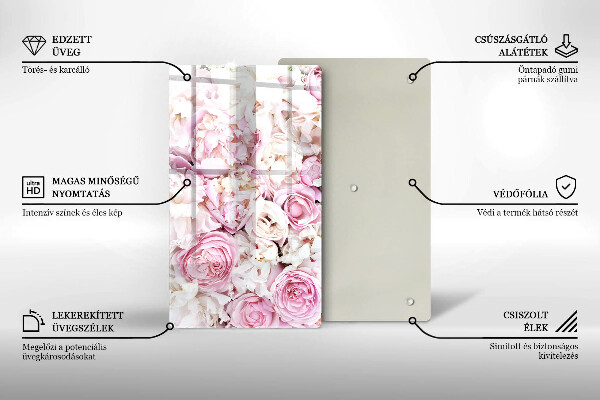 Tűzhely fedőlap Bazsarózsa csokor