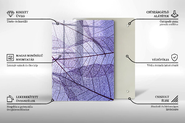 Tűzhely fedőlap Levelek erekkel