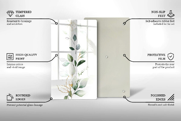 Tűzhely fedőlap Akvarell levelek