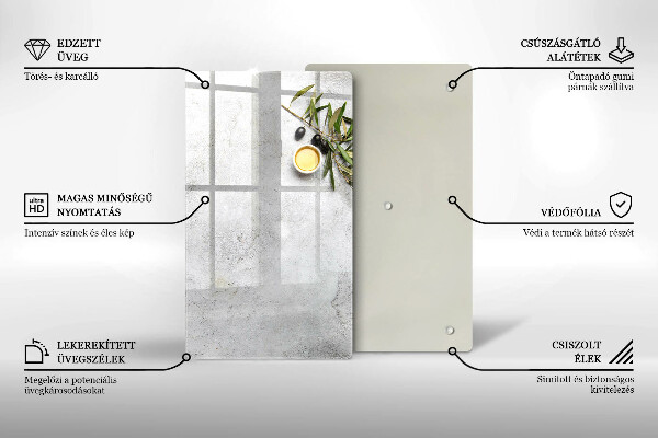 Tűzhely fedőlap Olajbogyó a betonon