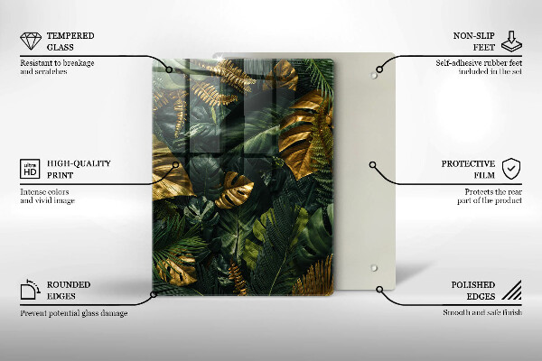 Tűzhely fedőlap Arany monstera levelek