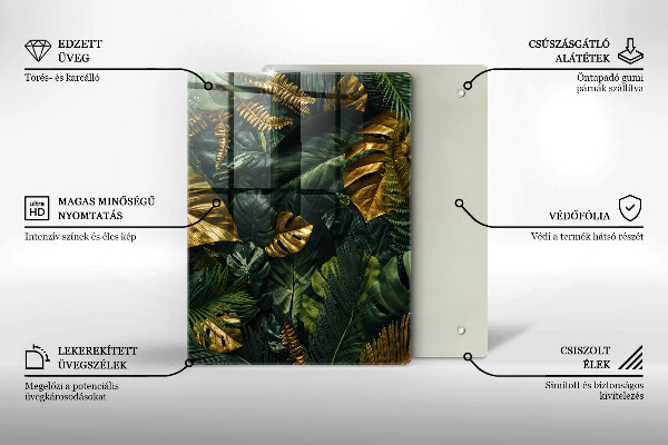 Tűzhely fedőlap Arany monstera levelek