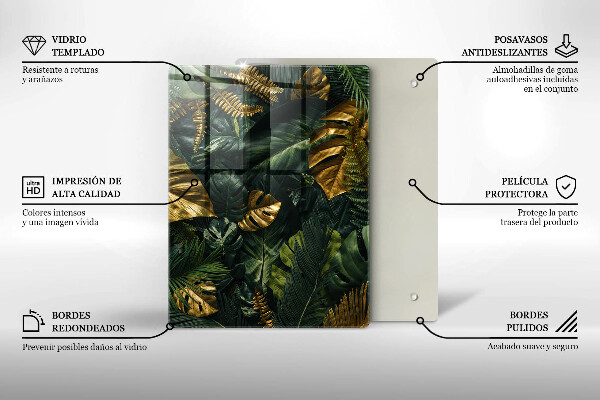 Tűzhely fedőlap Arany monstera levelek