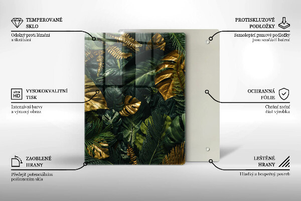 Tűzhely fedőlap Arany monstera levelek