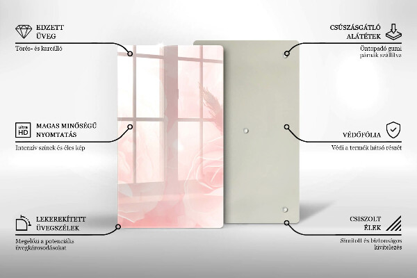 Tűzhely fedőlap Pasztell rózsák háttér