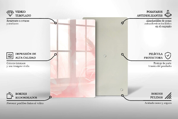 Tűzhely fedőlap Pasztell rózsák háttér