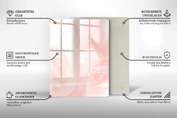 Tűzhely fedőlap Pasztell rózsák háttér