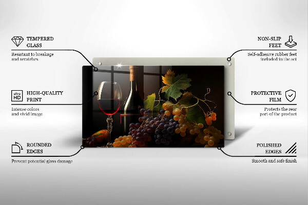 Tűzhelyvédő Pohár bor és szőlő