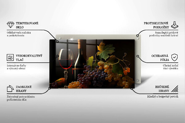 Tűzhelyvédő Pohár bor és szőlő