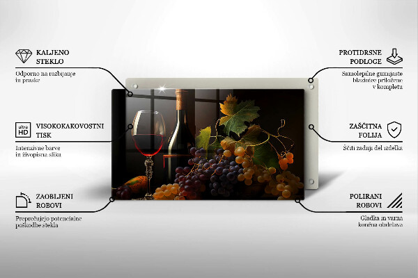 Tűzhelyvédő Pohár bor és szőlő