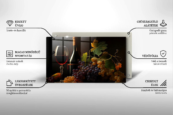 Tűzhelyvédő Pohár bor és szőlő