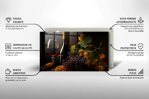 Tűzhelyvédő Pohár bor és szőlő