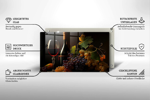 Tűzhelyvédő Pohár bor és szőlő