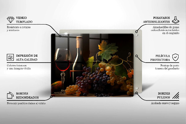 Tűzhelyvédő Pohár bor és szőlő